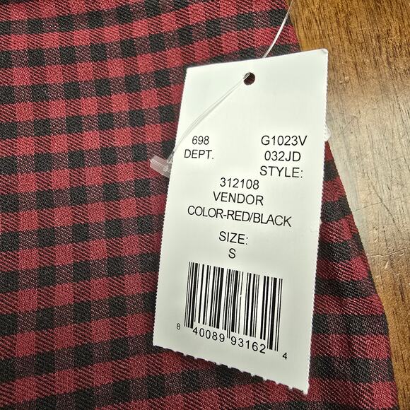 NEW NWT Originality Red & Black Checkered Mini Skirt w/ Front Slit | Size Small - Picture 7 of 10